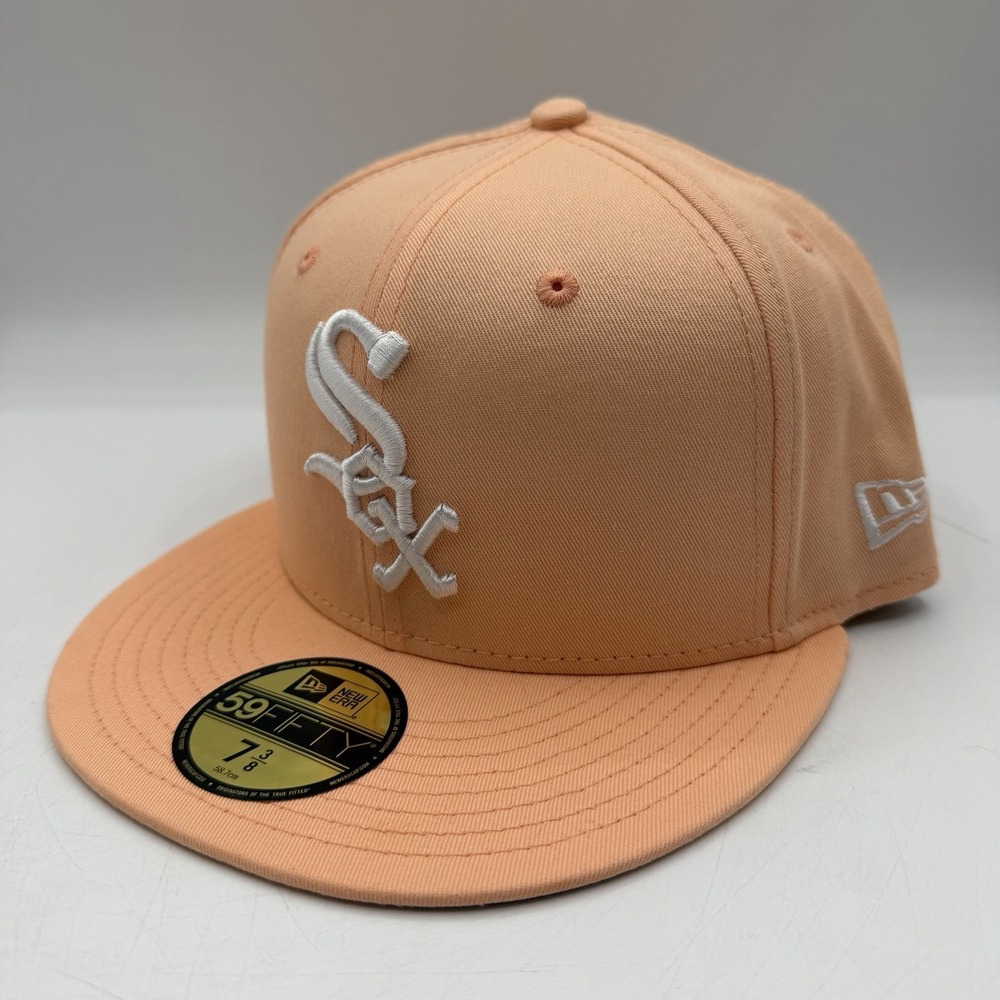 New Era 59Fifty Chicago White Sox Hat Cap 7 3/8 Peach Spring Collection Fitted